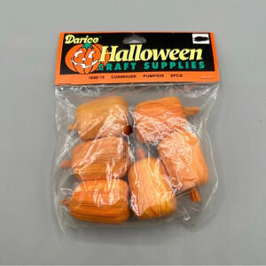 Vintage Darice Halloween Craft Supplies 6pcs Cornhusk Pumpkins